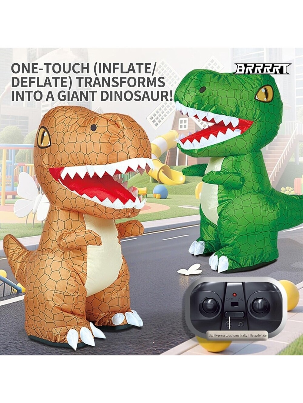 24-Inch Remote Control Inflatable Dinosaur Toy with Sound & 360° Rotation Brown - Picture 7 of 7